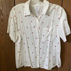 Ladybug button down crop blouse